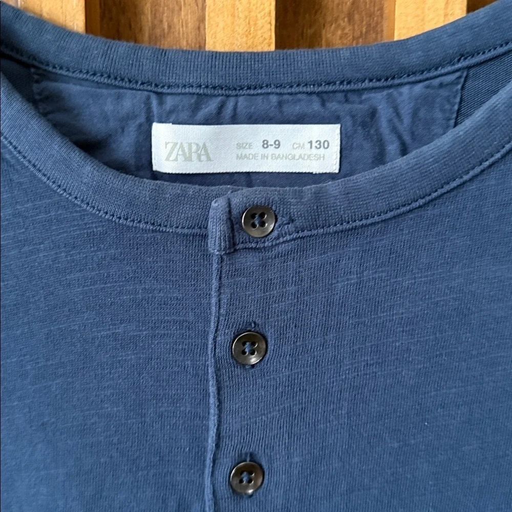Zara Cotton Henley Basic Tee. Size 8-9 big boy